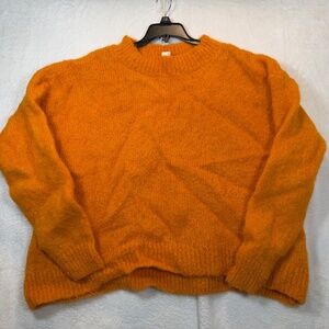 H&M Sweater Womens Size Large Orange Alpaca Blend Pullover Gorpcore Boxy